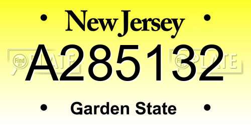 A285132 New Jersey License Plate