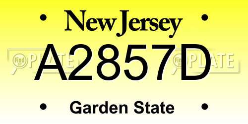 A2857D New Jersey License Plate