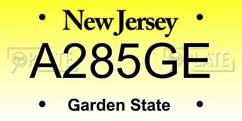 A285GE New Jersey License Plate