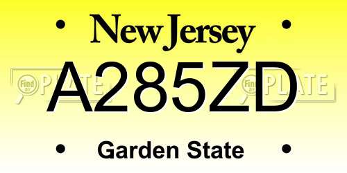 A285ZD New Jersey License Plate