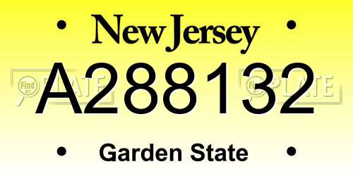 A288132 New Jersey License Plate