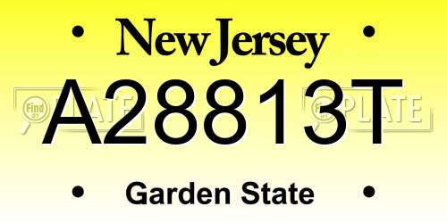 A28813T New Jersey License Plate