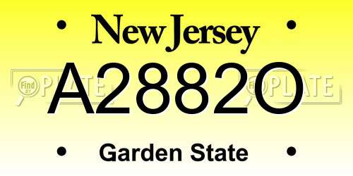 A2882O New Jersey License Plate