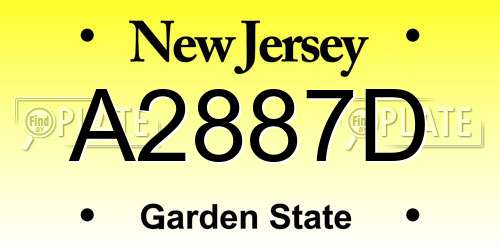 A2887D New Jersey License Plate