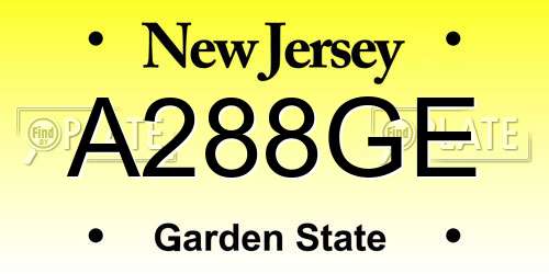A288GE New Jersey License Plate