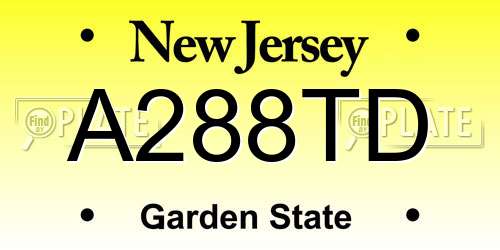 A288TD New Jersey License Plate