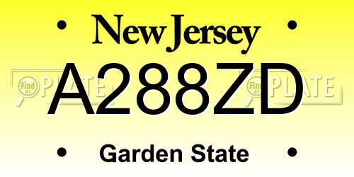 A288ZD New Jersey License Plate