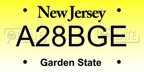 A28BGE New Jersey License Plate