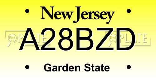 A28BZD New Jersey License Plate