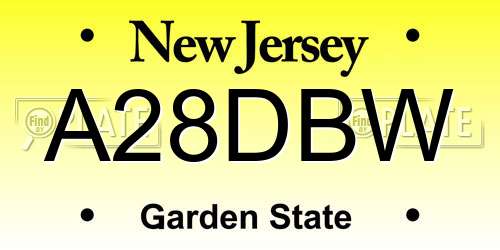 A28DBW New Jersey License Plate
