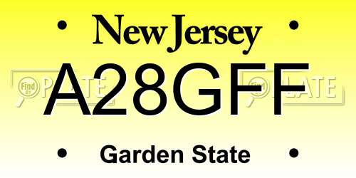 A28GFF New Jersey License Plate