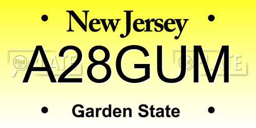 A28GUM New Jersey License Plate