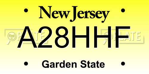 A28HHF New Jersey License Plate