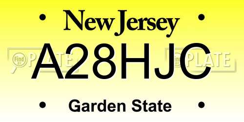 A28HJC New Jersey License Plate