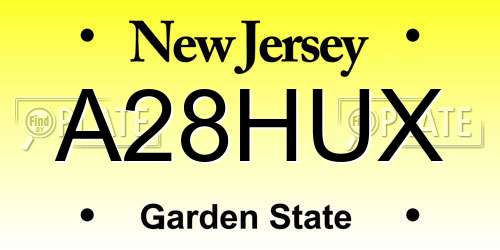 A28HUX New Jersey License Plate