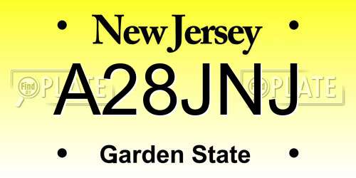 A28JNJ New Jersey License Plate
