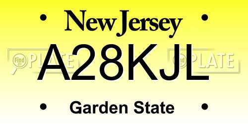A28KJL New Jersey License Plate