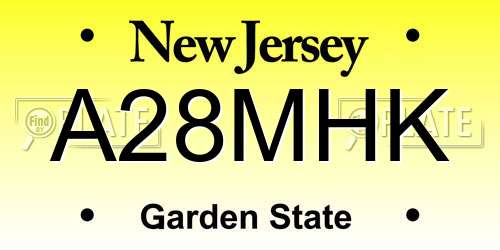 A28MHK New Jersey License Plate