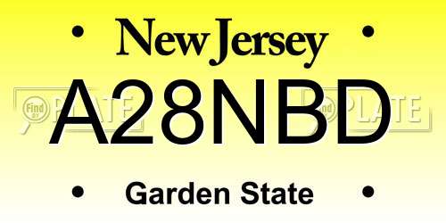 A28NBD New Jersey License Plate