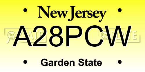 A28PCW New Jersey License Plate