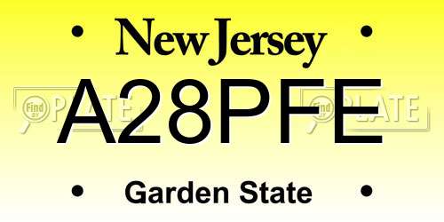 A28PFE New Jersey License Plate
