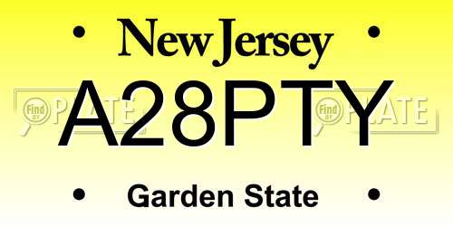 A28PTY New Jersey License Plate