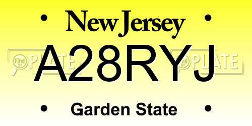 A28RYJ New Jersey License Plate