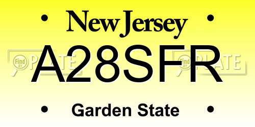 A28SFR New Jersey License Plate