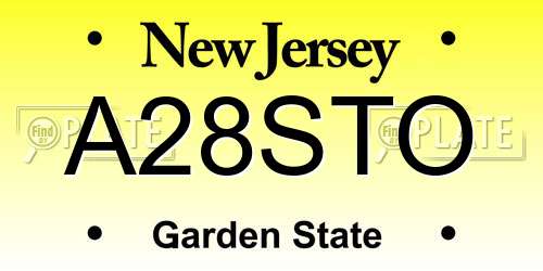 A28STO New Jersey License Plate