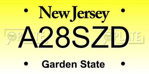 A28SZD New Jersey License Plate