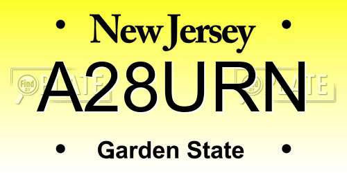 A28URN New Jersey License Plate