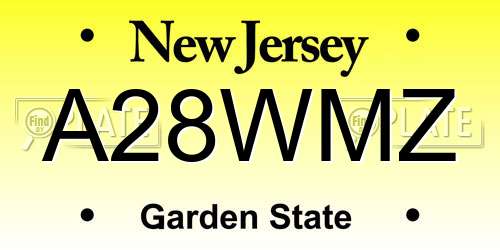 A28WMZ New Jersey License Plate
