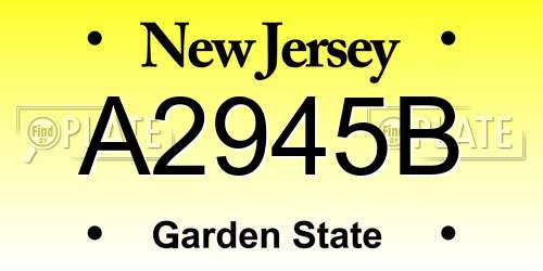 A2945B New Jersey License Plate