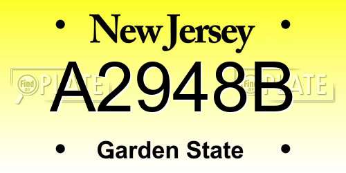 A2948B New Jersey License Plate