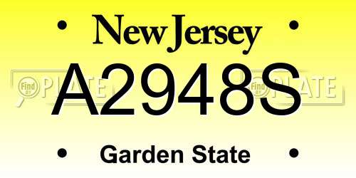 A2948S New Jersey License Plate
