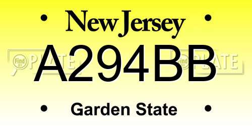 A294BB New Jersey License Plate