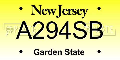A294SB New Jersey License Plate