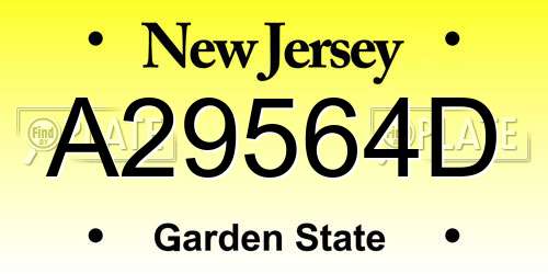A29564D New Jersey License Plate