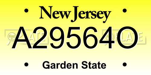A29564O New Jersey License Plate