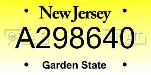A298640 New Jersey License Plate