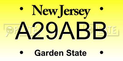A29ABB New Jersey License Plate