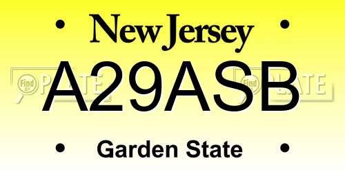 A29ASB New Jersey License Plate