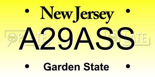 A29ASS New Jersey License Plate