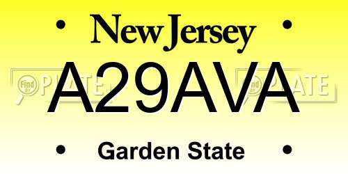 A29AVA New Jersey License Plate