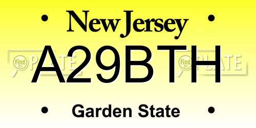 A29BTH New Jersey License Plate
