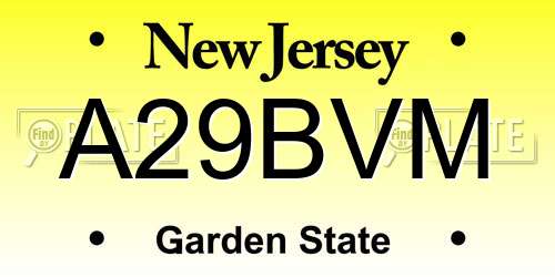 A29BVM New Jersey License Plate