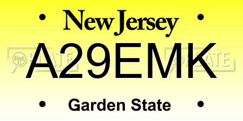 A29EMK New Jersey License Plate