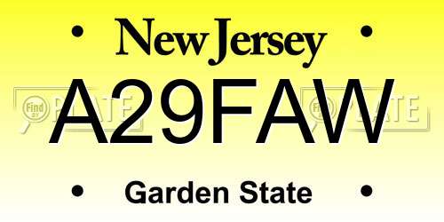 A29FAW New Jersey License Plate