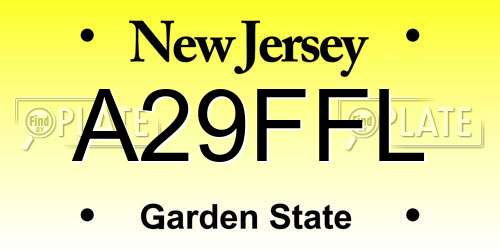 A29FFL New Jersey License Plate
