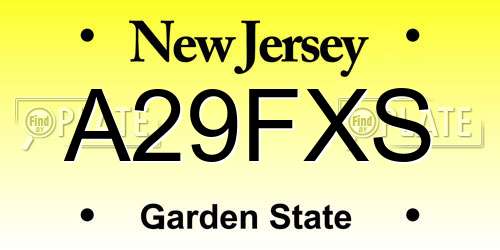 A29FXS New Jersey License Plate